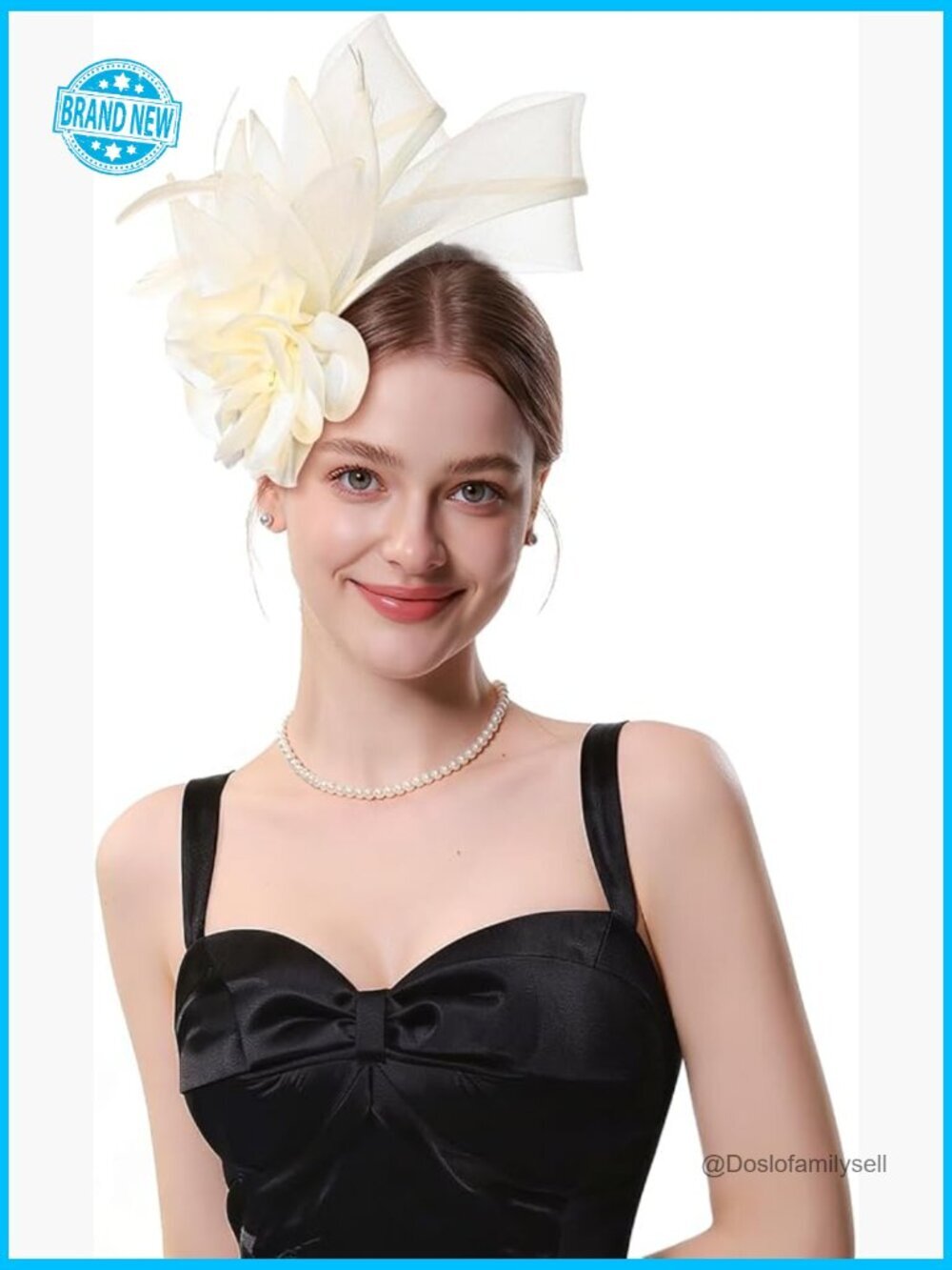 Fascinator Hat with Feathers and Mesh Elastic Ribbon for Weddings Tea Parties